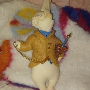 GLADYS BOALT:  THE WHITE RABBIT ORNAMENT  1980 SIGNED, DATED - VINTAGE